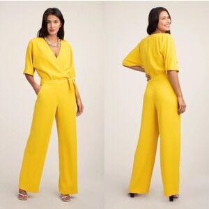 Trina Turk Kai Yellow Jumpsuit Size 10 fun playful office business casual event